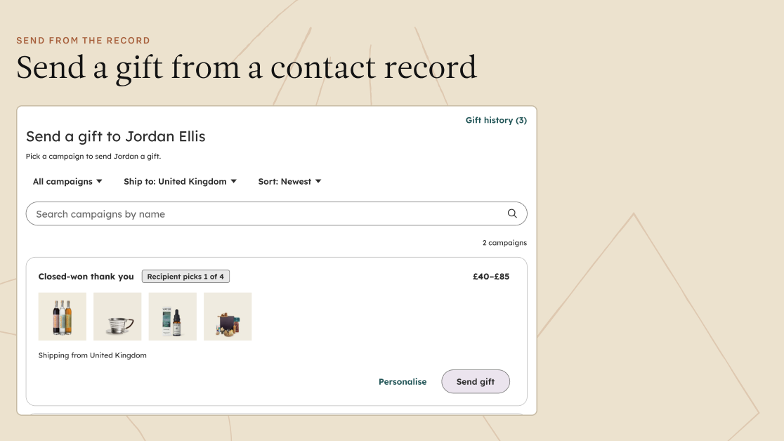 Gift from a contact record